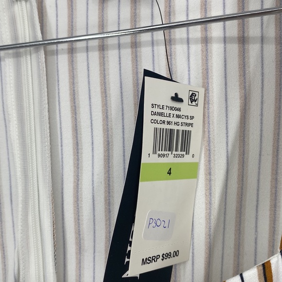 Danielle Bernstein Women's Puff Sleeves Slip Dress HG Striped Pullover Sze 4 NWT - Picture 5 of 7